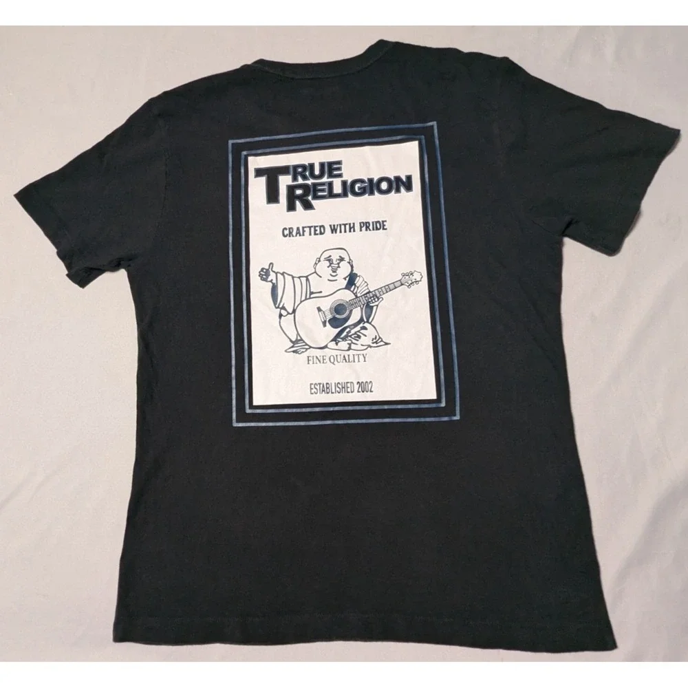True Religion Buddha Crafted With‎ Pride Double-Sided Black T-Shirt - Men Medium